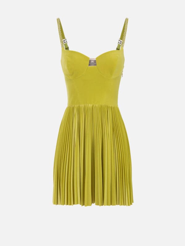 Velvet pleated mini-dress